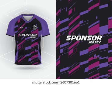 Jersey design, Jersey, Football, Soccer, Futsal, Running, Badminton, Tennis, Exercise, Pattern Black Square Pink Purple