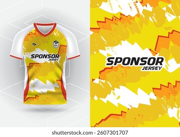 Jersey design, Jersey, Football, Soccer, Futsal, Running, Badminton, Tennis, Exercise, Grunge pattern Yellow and white