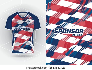 Jersey design, Jersey, Football, Soccer, Futsal, Running, Badminton, Tennis, Exercise, Stripes, Brush, Navy, White, Red