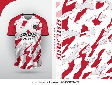 Jersey design, Jersey, Football, Soccer, Futsal, Running, Badminton, Exercise, Brush pattern, Wave, Red, White