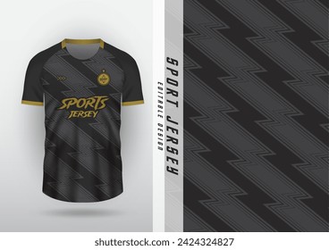 Jersey design, outdoor sports, jersey, football, futsal, running, racing, exercise, dark black and gold zigzag pattern.