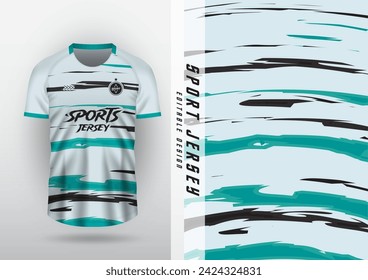 Jersey design, outdoor sports, jersey, football, futsal, running, racing, exercise, brush pattern, light green and black.