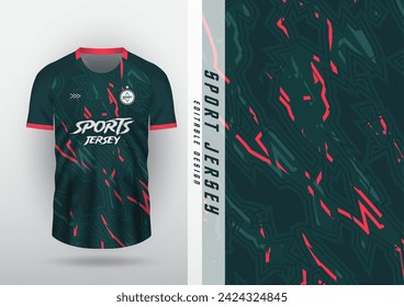 Jersey design, outdoor sports, jersey, football, futsal, running, racing, exercise, dark green and pink pattern.