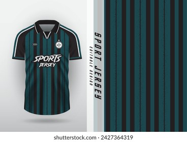 Diseño de la camiseta para deportes al aire libre, camiseta, fútbol, fútbol sala, correr, carreras, ejercicio, patrón de rayas verticales clásicas, negro y verde.