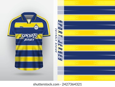 Jersey design for outdoor sports, jersey, football, futsal, running, racing, exercise, classic horizontal stripe pattern. blue yellow