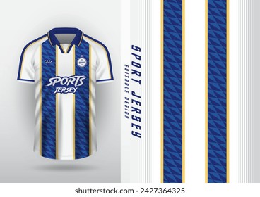 Jersey design for outdoor sports, jersey, football, futsal, running, racing, exercise, classic vertical stripes pattern, blue and white.