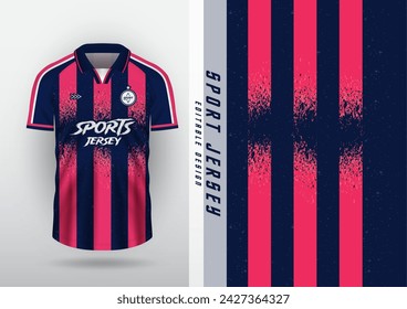 Jersey design for outdoor sports, jersey, football, futsal, running, racing, exercise, classic vertical stripe pattern, navy pink.