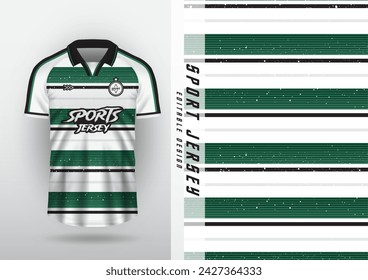 Jersey design for outdoor sports, jersey, football, futsal, running, racing, exercise, classic horizontal stripe pattern, green and white.