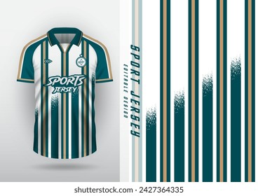 Diseño de camiseta para deportes al aire libre, camiseta, fútbol, fútbol, fútbol sala, correr, carreras, ejercicio, patrón de rayas verticales clásicas, verde y blanco.