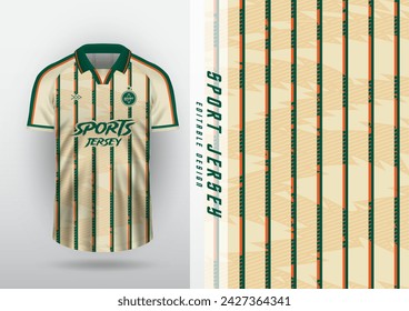 Jersey design for outdoor sports, jersey, football, futsal, running, racing, exercise, classic vertical stripe pattern, cream, green.