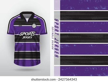 Jersey design for outdoor sports, jersey, football, futsal, running, racing, exercise, classic horizontal stripe pattern, purple and black.