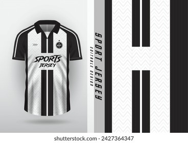 Jersey design for outdoor sports, jersey, football, futsal, running, racing, exercise, classic vertical stripes pattern, black and white.