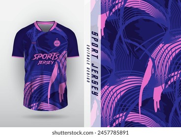 Jersey design, outdoor sports, jersey, football, futsal, running, racing, exercise, leaf pattern, purple and pink.