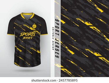 Jersey design, outdoor sports, jersey, football, futsal, running, racing, exercise, black and yellow pattern.