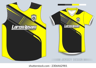 Jersey Design, Soccer Jersey Pattern Design, Sublimation T Shirt, Football Soccer Kit, Basketball Jersey, Spott Suit, Ready Print File, Design Jersey Black Yellow