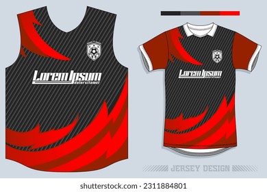 Diseño de Jersey, Diseño de Patrón de Jersey de Fútbol, Sublimación de Camiseta, Kit de Fútbol, Jersey de Baloncesto, Traje de Spott, Archivo de Impresión Listo, Diseño Jersey Rojo Negro