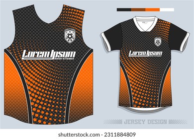 Jersey Design, Soccer Jersey Pattern Design, Sublimation T Shirt, Football Soccer Kit, Basketball Jersey, Spott Suit, Ready Print File, Design Jersey Black Orange