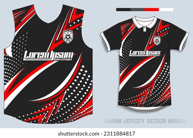 Jersey Design, Soccer Jersey Pattern Design, Sublimation T Shirt, Football Soccer Kit, Basketball Jersey, Spott Suit, Ready Print File, Design Jersey Black Red