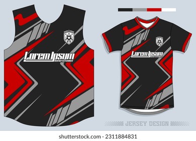 Jersey Design, Soccer Jersey Pattern Design, Sublimation T Shirt, Football Soccer Kit, Basketball Jersey, Spott Suit, Ready Print File, Design Jersey Black Red Gray