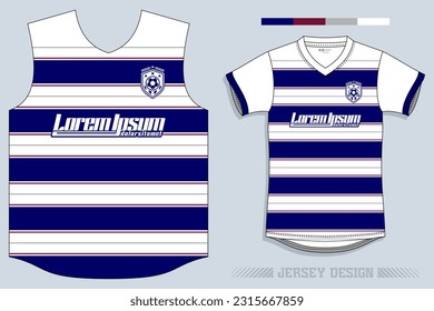 Jersey Design, Soccer Jersey Pattern Design, Sublimation T Shirt, Football Soccer Kit, Basketball Jersey, Spott Suit, Ready Print File, Design Jersey White Blue Strip 