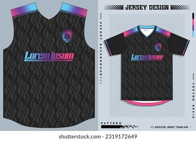 Diseño de Jersey, Diseño de Patrón de Jersey de Fútbol, Sublimación De Camiseta, Kit De Fútbol, Jersey De Baloncesto, Traje De Puntos, Archivo De Impresión Listo, Diseño Jersey Gradiente Negro Pink Blue