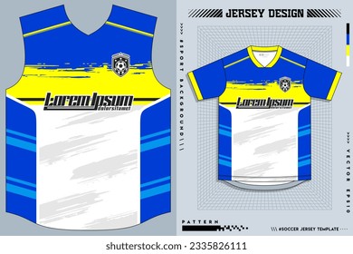 Jersey Design, Soccer Jersey Pattern Design, Sublimation T Shirt, Football Soccer Kit, Basketball Jersey, Spott Suit, Ready Print File, Design Jersey White Blue Yellow