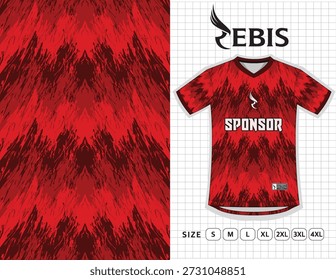 Diseño de Jersey, Diseño de patrón de Jersey de fútbol, Camiseta de sublimación, Kit de fútbol, Jersey de baloncesto, Traje de punto, Archivo de impresión listo, Diseño Jersey rojo