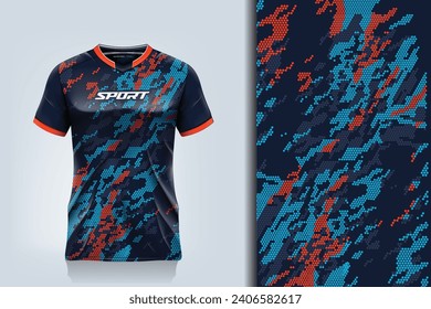 Jersey Design splash halftone grunge, mountain pattern background style, gradient blue purple white texture, fish scale, fishing cycling motorcross extreme adventure sporty design illustration