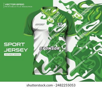 jersey design sport abstract green fire liquid pattern design for soccer, football, gaming, cycling design kit