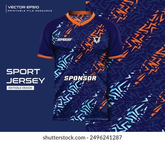 Diseño de jersey Diseño abstracto de rayas naranjas y azules para fútbol, fútbol, juegos, kit de diseño de ciclismo