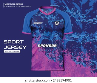 jersey design sport abstract purple splash grunge pattern design for soccer, racing, football, gaming, cycling design kit