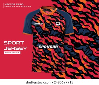 jersey design sport abstract red wave fire pattern design for soccer, football, gaming, cycling design kit