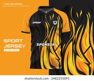 diseño abstracto del patrón de la llama del fuego amarillo del deporte del diseño del jersey para el fútbol, el fútbol, el juego, el kit de diseño del ciclismo