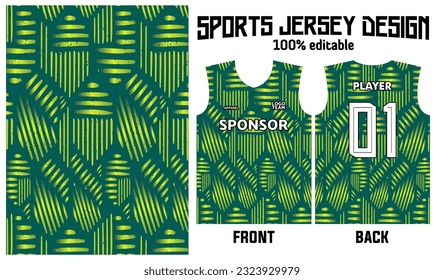 jersey design for sport uniform with abstract green pattern