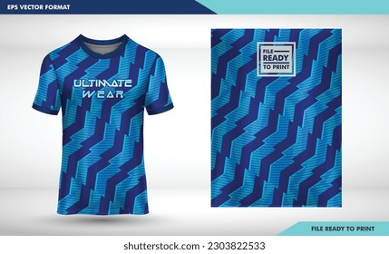 Jersey design sublimation t shirt Premium geometric pattern Incredible Vector collection for Soccer football racing cycling gaming motocross sports zigzag blue navy color pattren