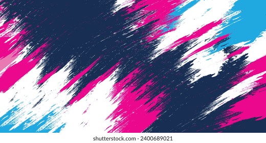 Jersey design sublimation vector brush grunge splash background, techno sporty element wallpaper, pink blue white navy color combination, shirt sports wear