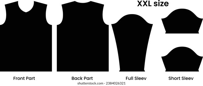 Jersey design template international size. XXL size jersey pattern template t-shirt