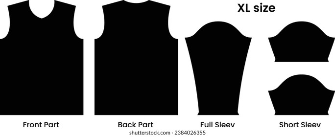 Jersey design template international size. XL size jersey pattern template t-shirt