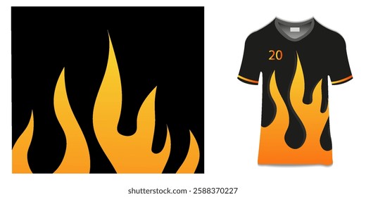 Jersey design template mockup flame for sport football soccer, running, esports