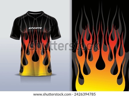 Jersey design template mockup flame for sport football soccer, running, esports	