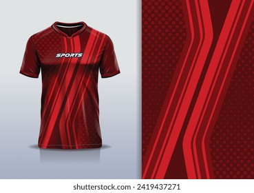 Jersey design template mockup stripe line racing for sport football soccer, running, esports, in red color 	