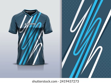 Jersey design template mockup stripe line with polka dots racing for sport football soccer, running, esports, in blue color