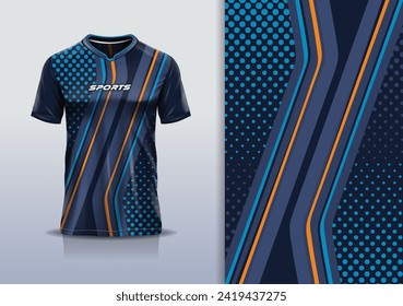 Jersey design template mockup stripe line racing for sport football soccer, running, esports, in blue color 