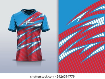 Jersey design template mockup stripe line racing for sport football soccer, running, esports, blue red color