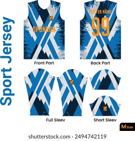 Jersey design template for printing and sublimation. Medium size geometric line jersey pattern template t-shirt
