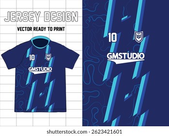 jersey design, uniform soccer ready to print, sport apparel template, sublimation shirt, blue jersey template