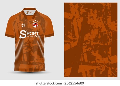 The jersey is designed for playing football and is mainly orange. The background of the jersey has a pattern that matches the theme of the jersey, making it look more dynamic and interesting.