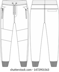 Jersey Detailed Boys Trousers Technical Drawing Stock Vector (Royalty ...