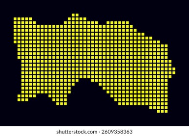 Jersey dotted map. Digital style map of the country on a dark background. Jersey shape with square dots. Colored dots style. Large size squares. Awesome vector illustration.