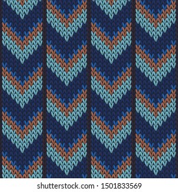 Jersey downward arrow lines knit texture geometric seamless pattern. Blanket stockinet ornament. Scandinavian style seamless knitted pattern. Winter holidays wallpaper.